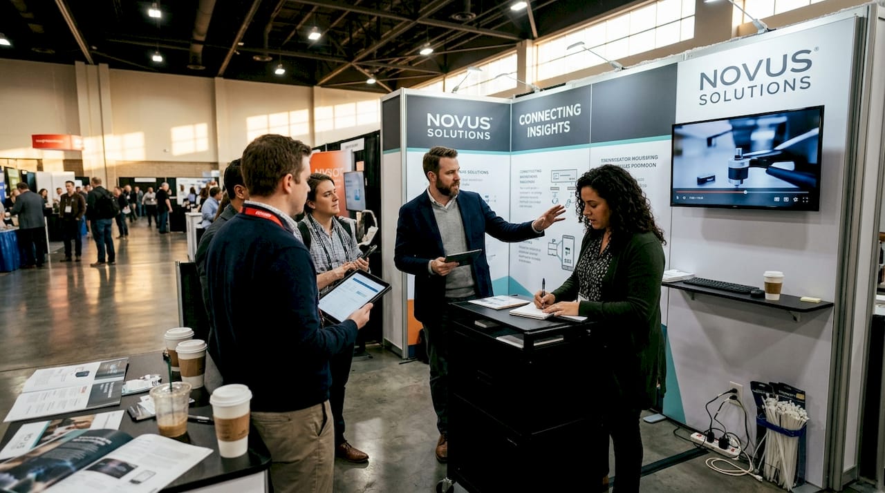 Team at branded trade show booth