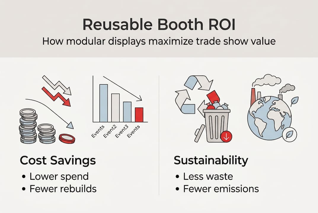 Infographic reusable booth ROI cost and sustainability