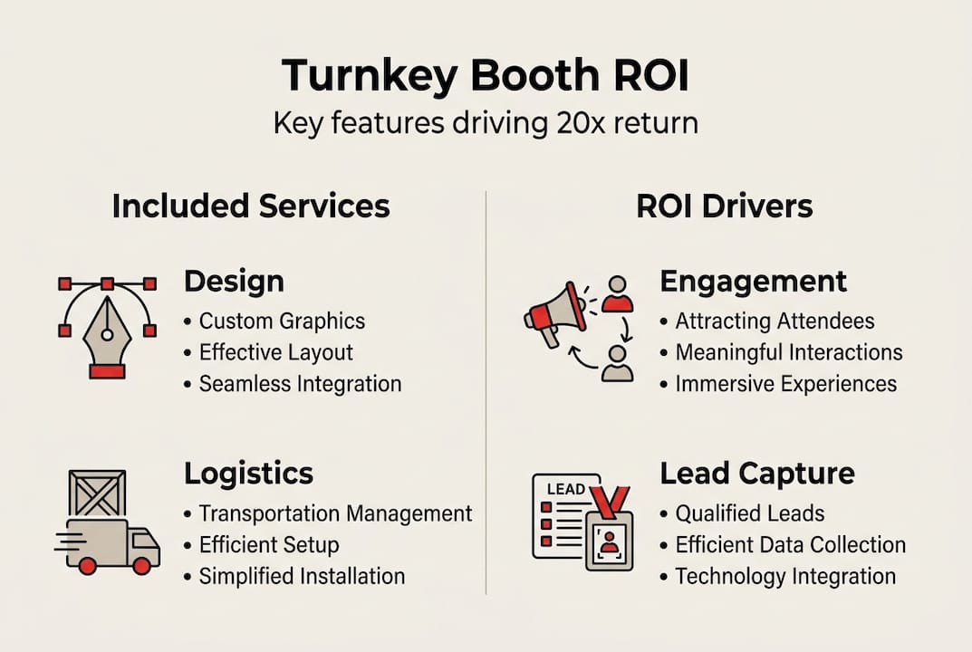 Infographic showing turnkey booth ROI features