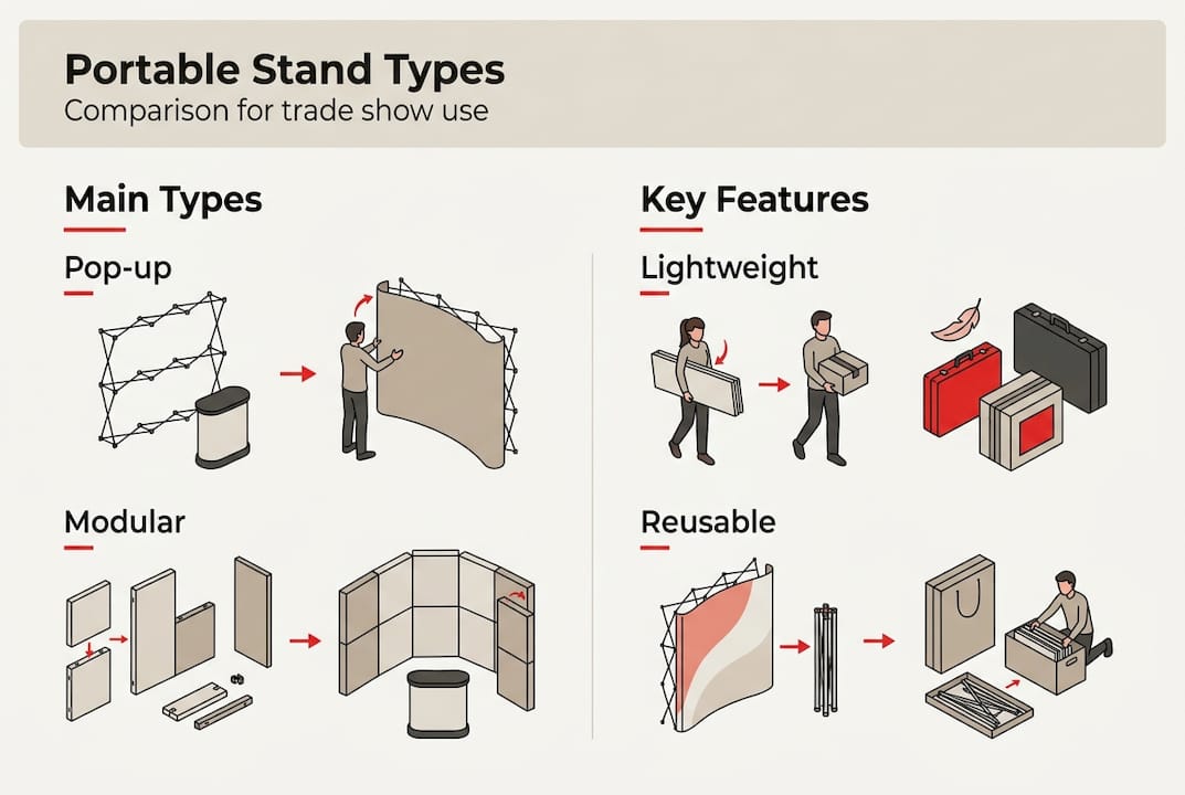 Infographic comparing portable stand types