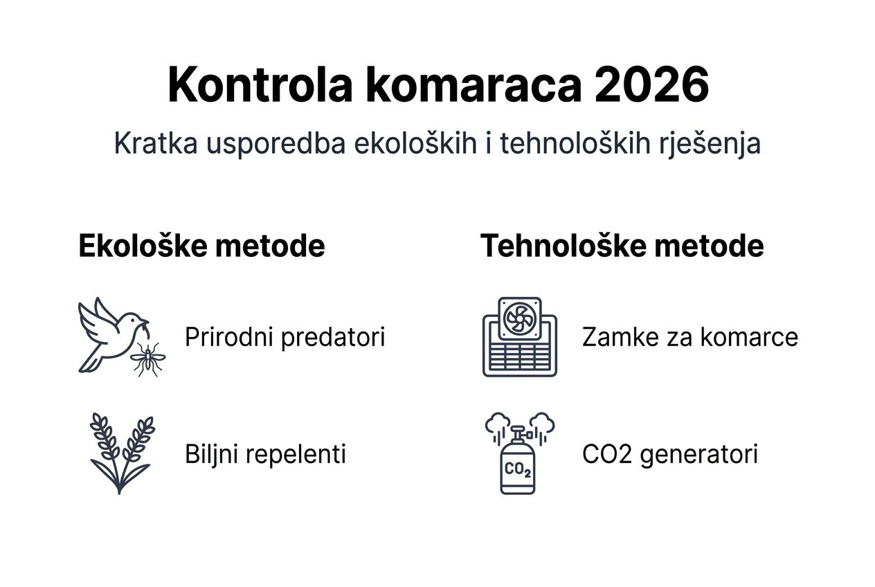 Infografika koja uspoređuje ekološke i tehnološke pristupe