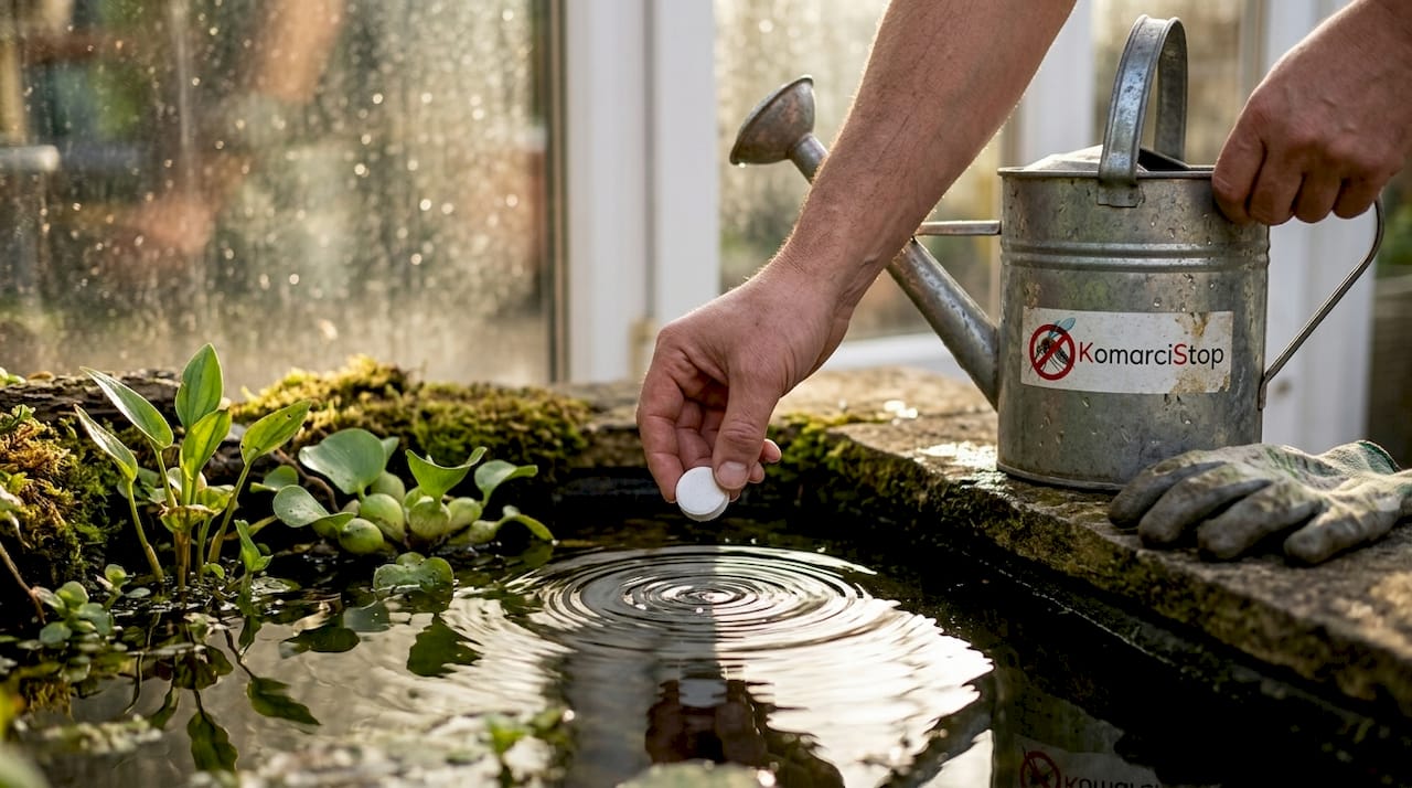 Ruke ubacuju Bti tabletu u ribnjak