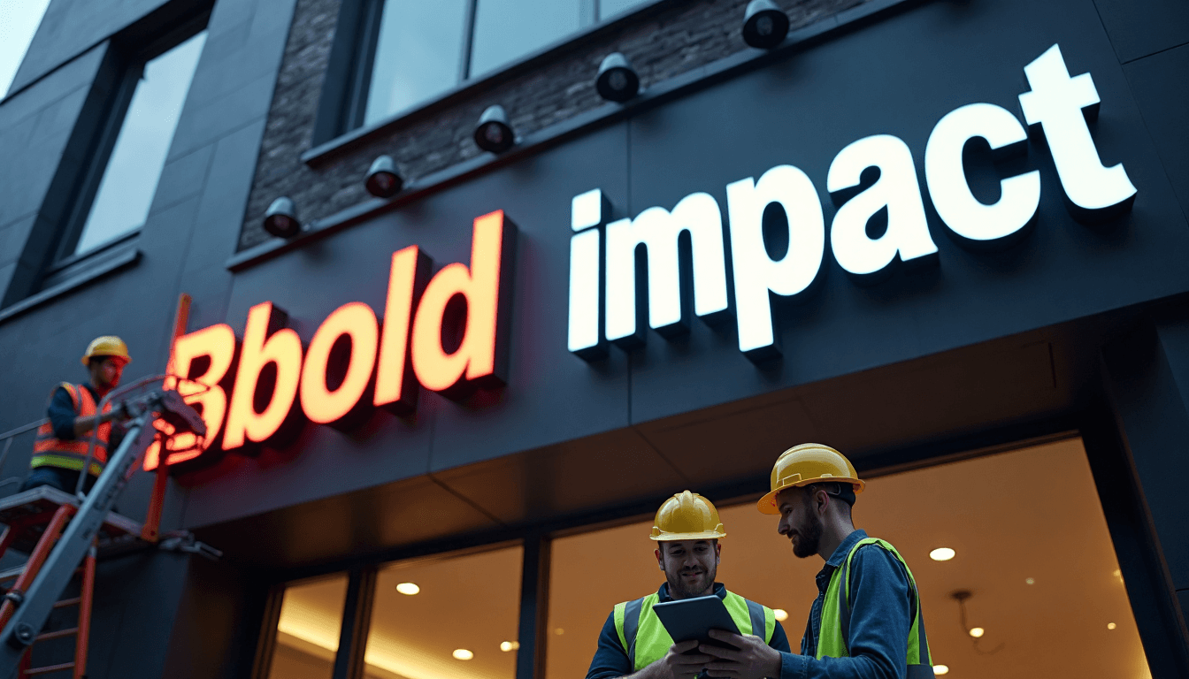 What Are Channel Letters? Guide For Florida Businesses 2025 Workers Installing Front-Lit Channel Letter Sign On Business Facade