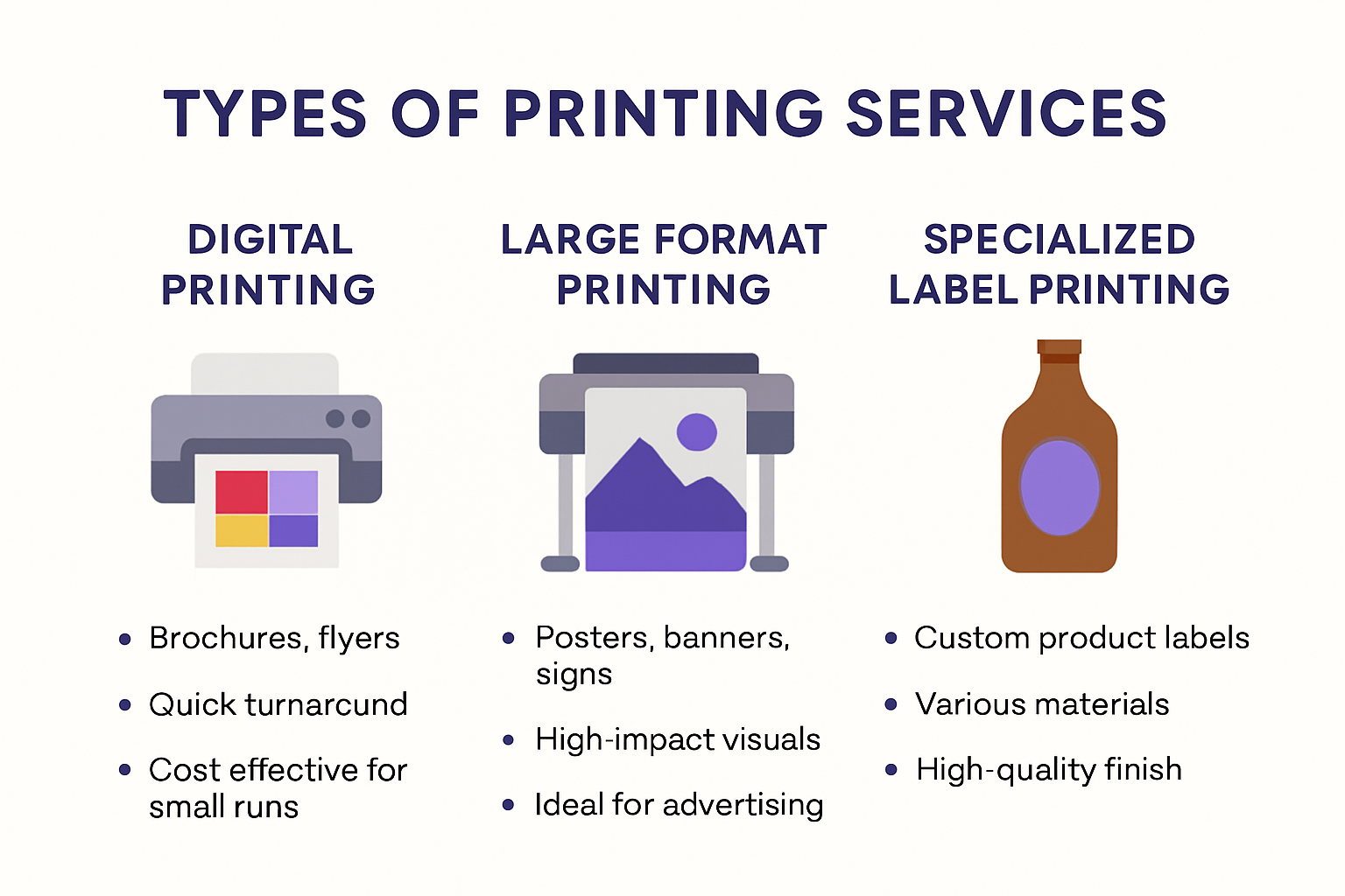 Infographic Explaining Types Of Printing Services For Businesses