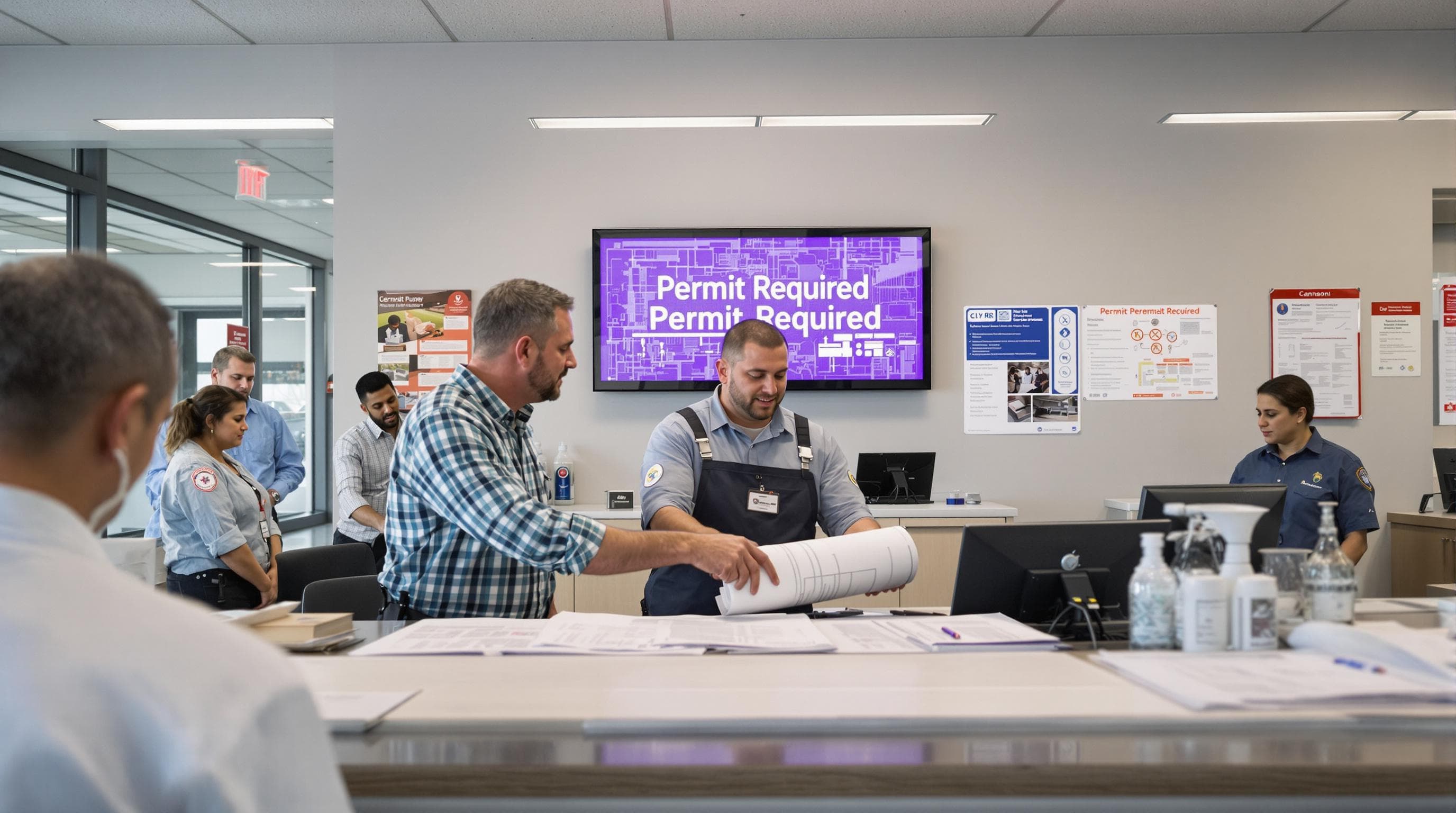 Business Owner Submits Electrical Sign Plans At Florida Permit Office