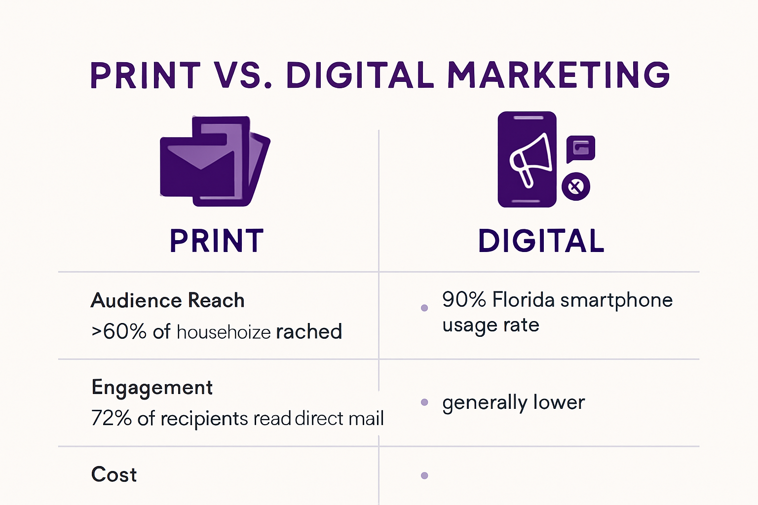 Infographic Comparing Print And Digital Marketing Strategies