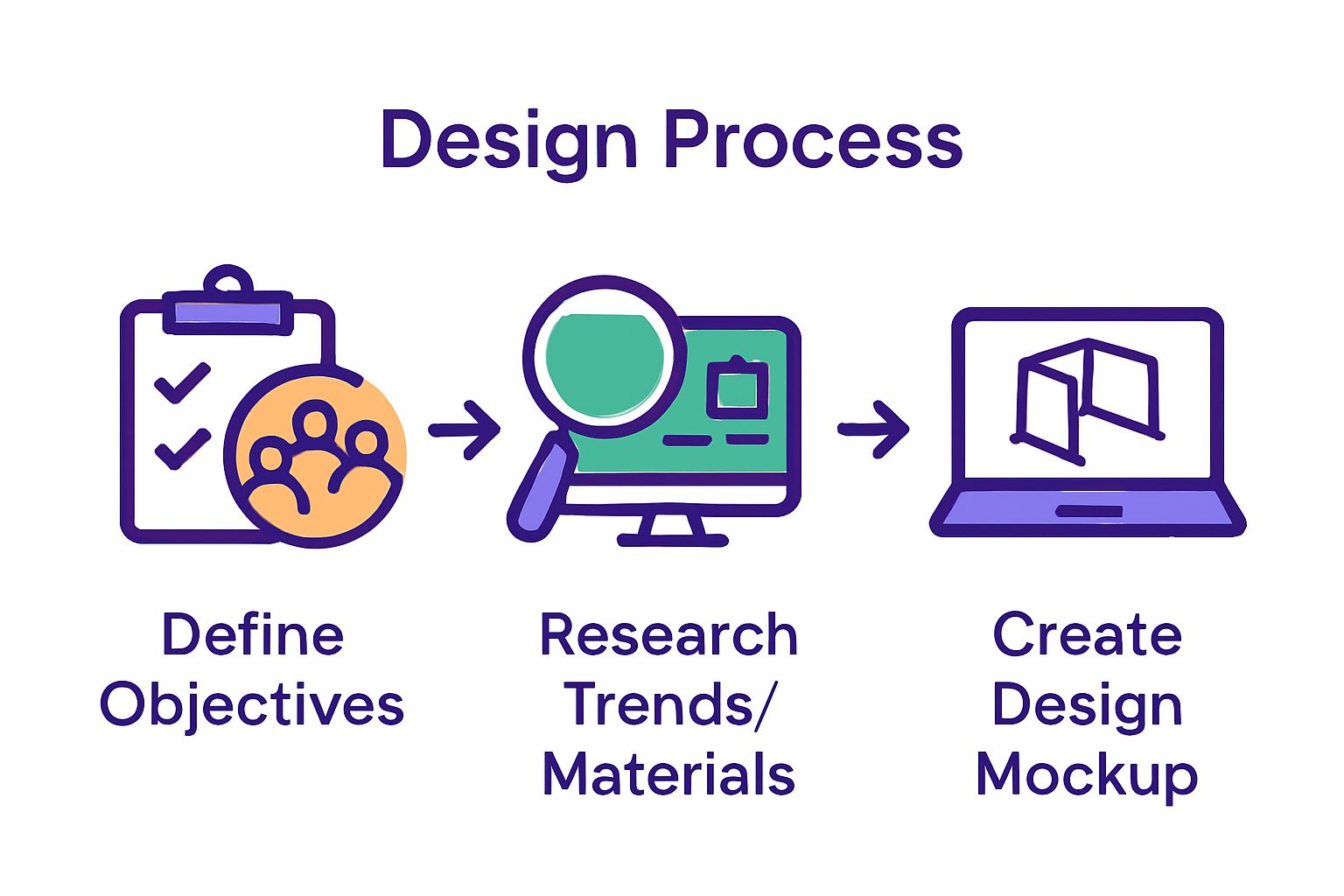 Infographic Shows The Three Design Preparation Steps For A Custom Trade Show Display.