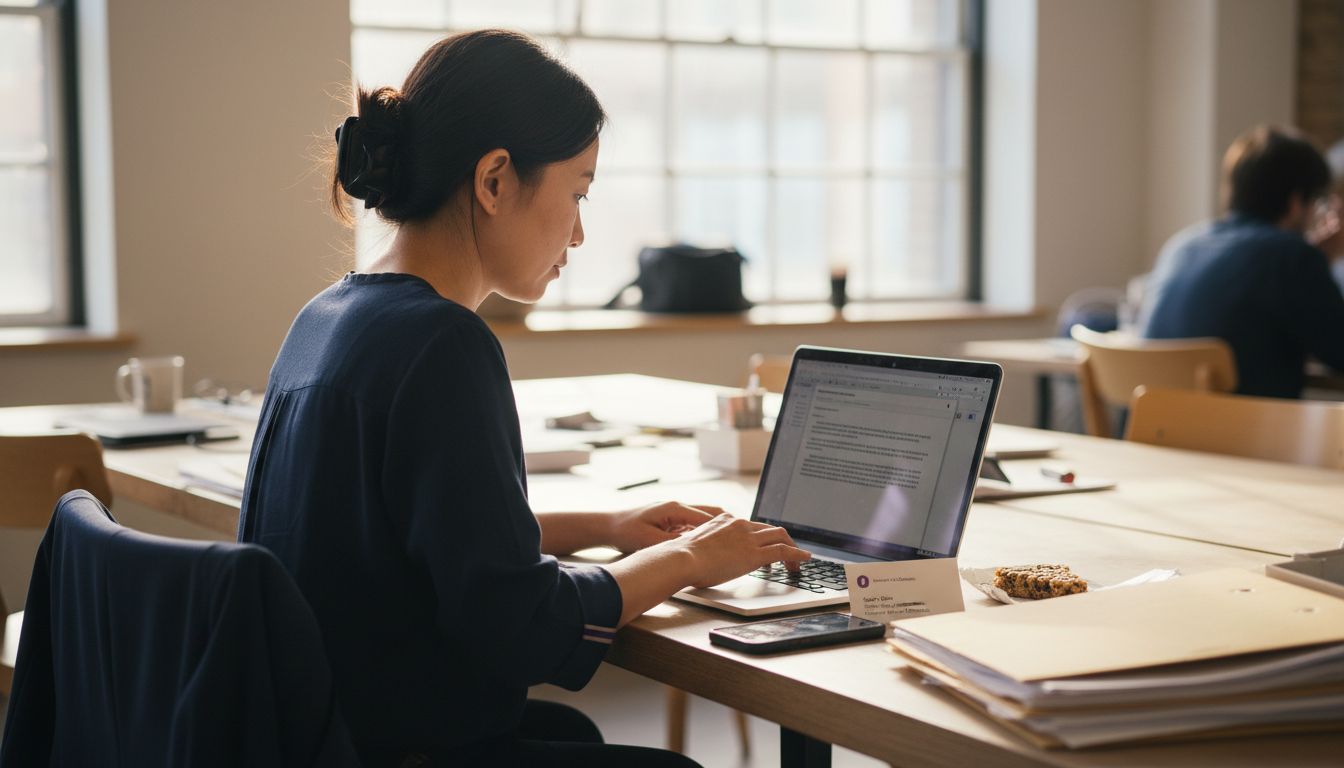 Worker Sends Follow-Up Email In Shared Office