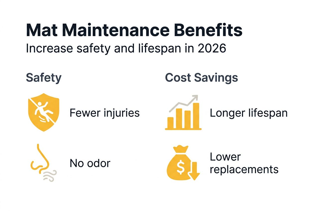 Infographic summarizing mat maintenance benefits and results