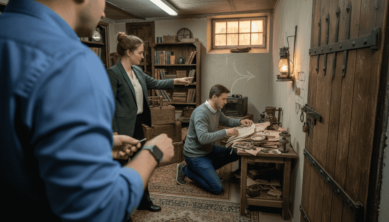 Gemeinsam stellen sich die Teammitglieder einer Escape-Room-Herausforderung und lösen als Gruppe knifflige Rätsel.