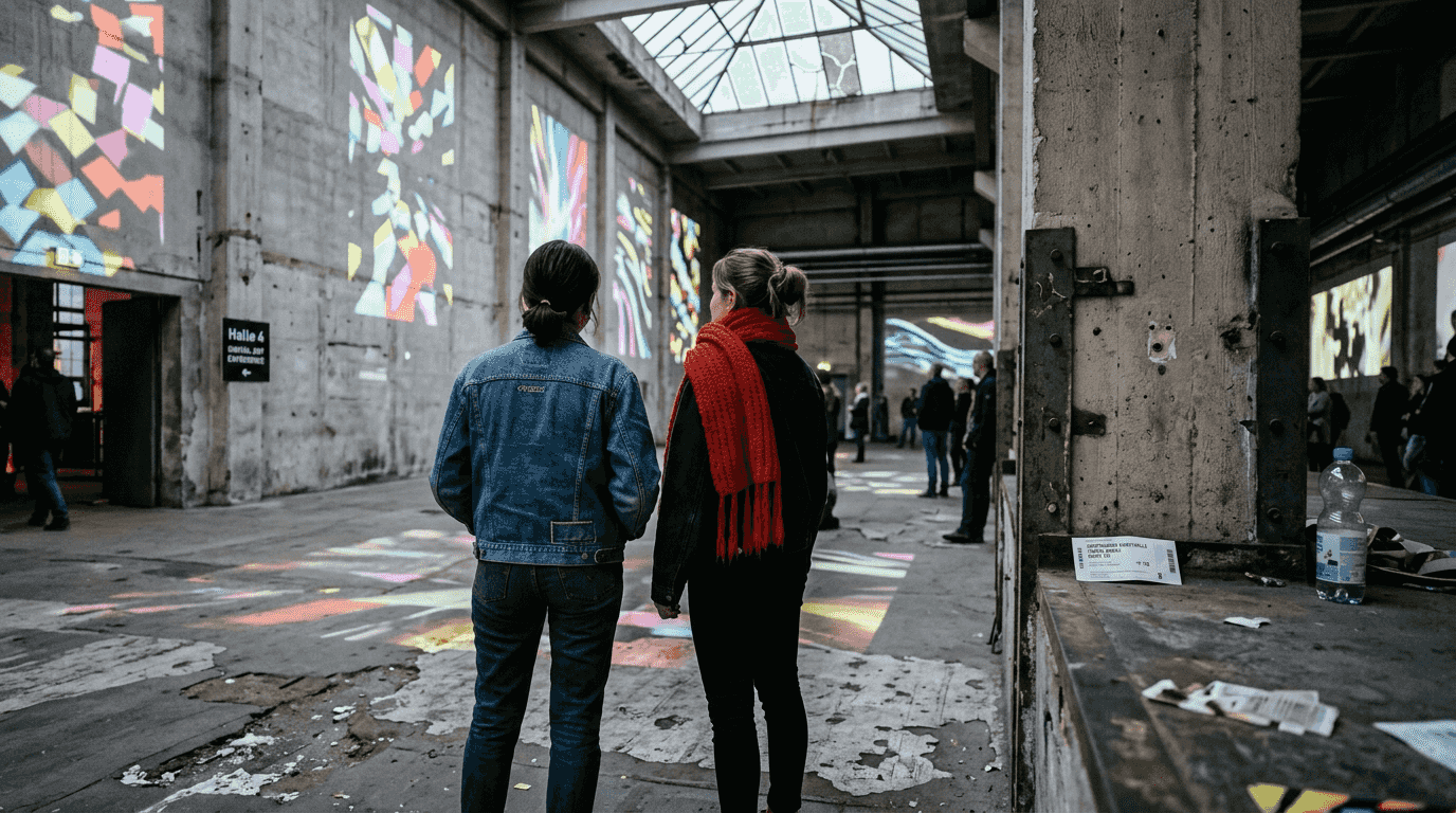 Besucher erleben in Dortmund beeindruckende digitale Projektionen.