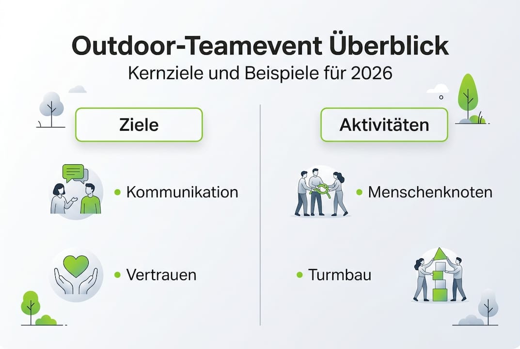Infografik: Ziele und Beispiele für Outdoor-Team-Events