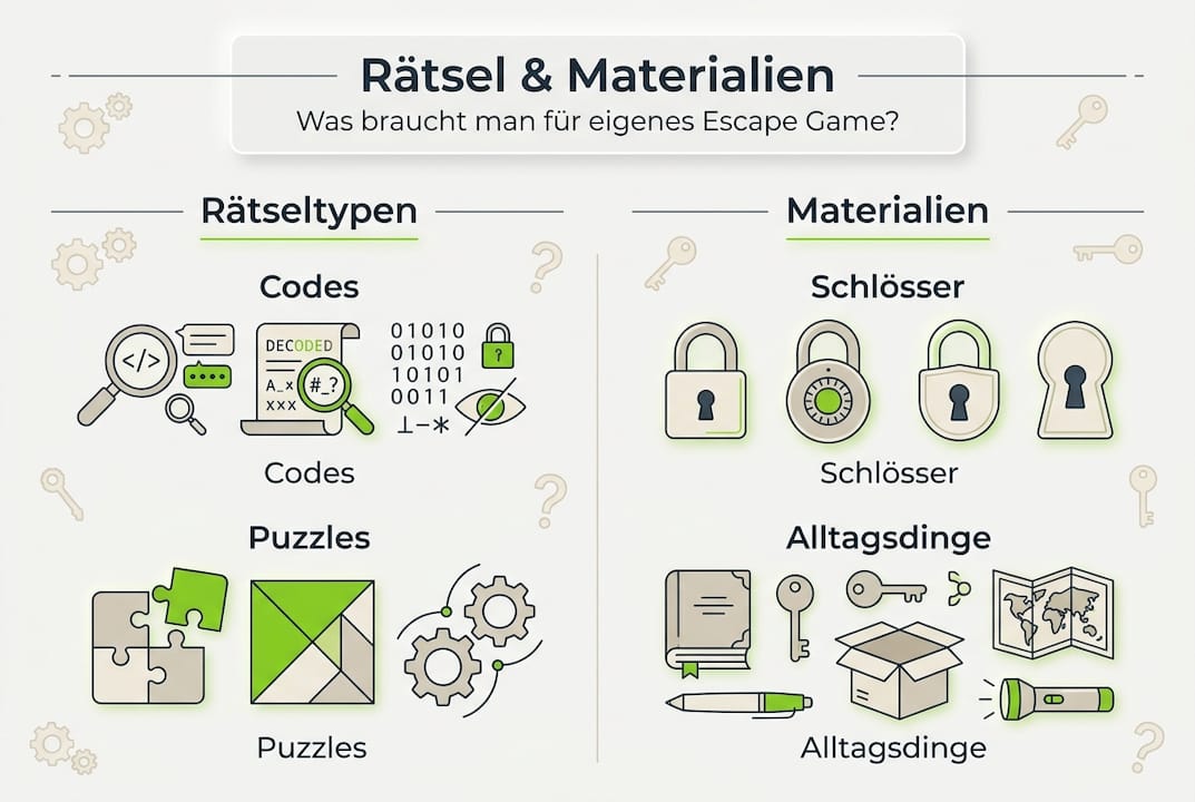 Übersicht: Rätselarten und Materialien für Escape Games