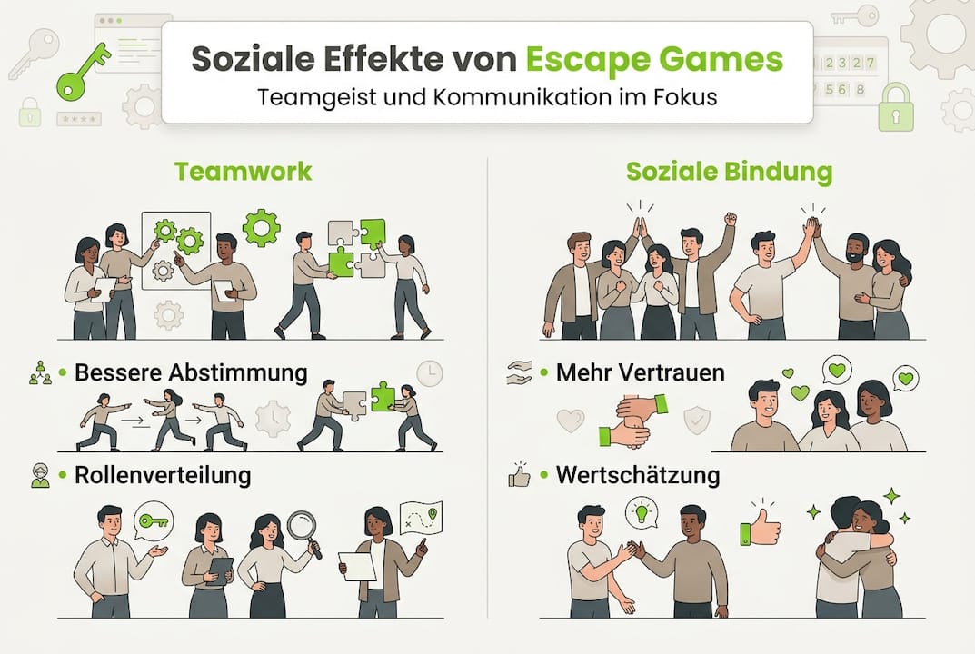 Grafik: Soziale Vorteile von Escape Rooms auf einen Blick