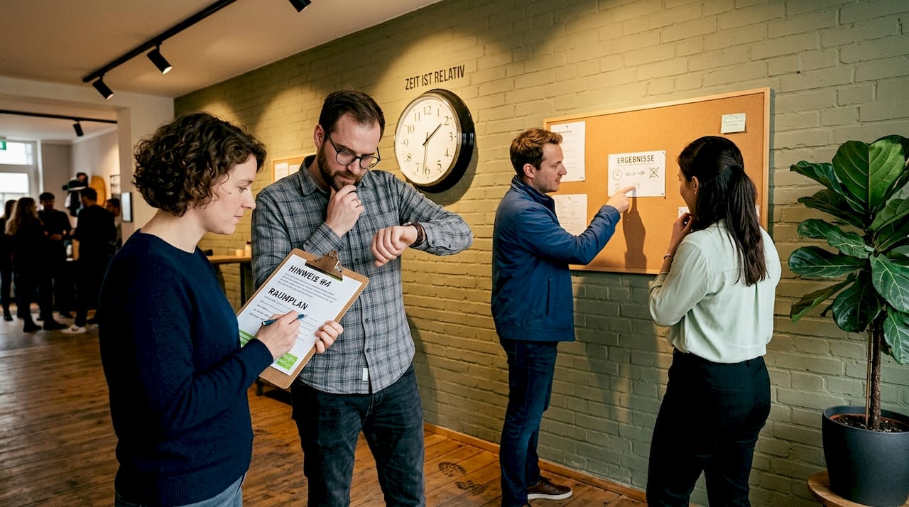 Im Escape Room geht das Team gemeinsam auf Spurensuche.