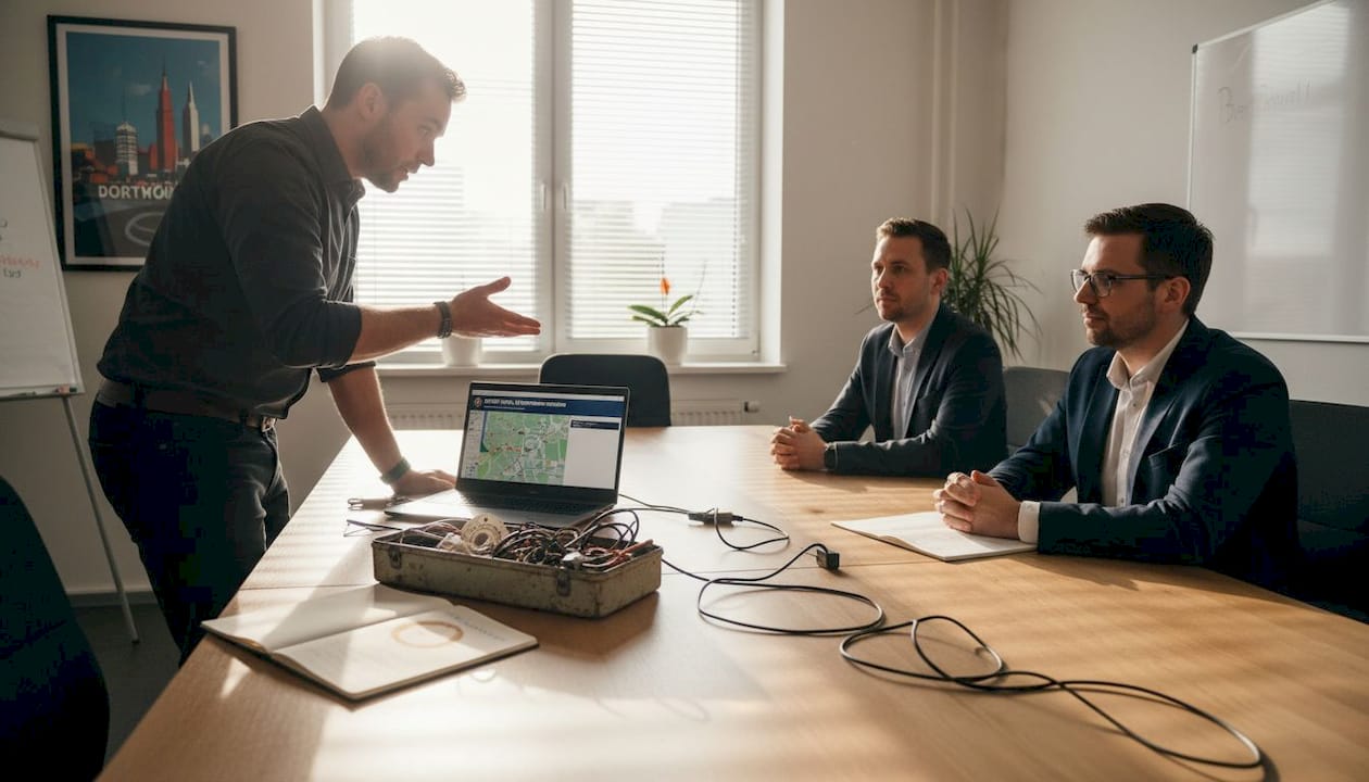 Der Moderator stellt den technischen Ablauf des Escape-Events vor.