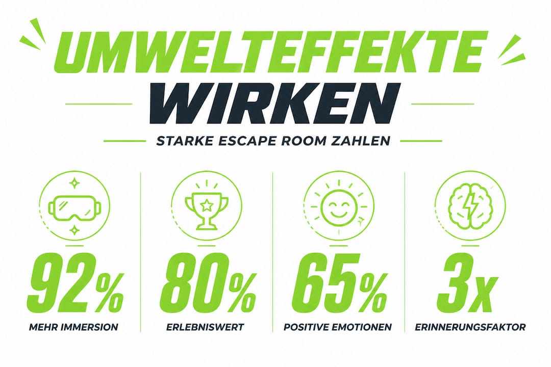 Infografik: Umweltbilanz und Kennzahlen von Escape Rooms