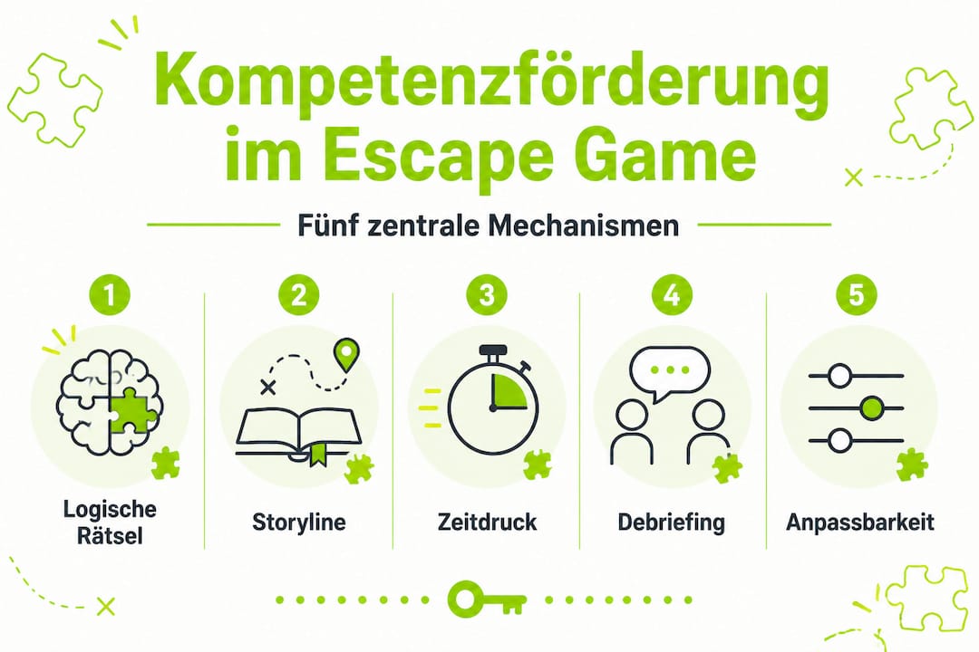 Infografik: Wie Escape Games gezielt Kompetenzen stärken