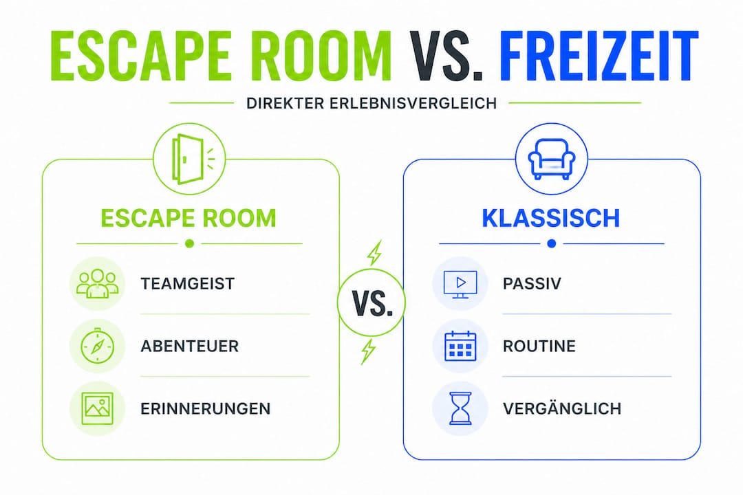 Infografik: Escape Room oder Freizeitaktivität – ein Vergleich
