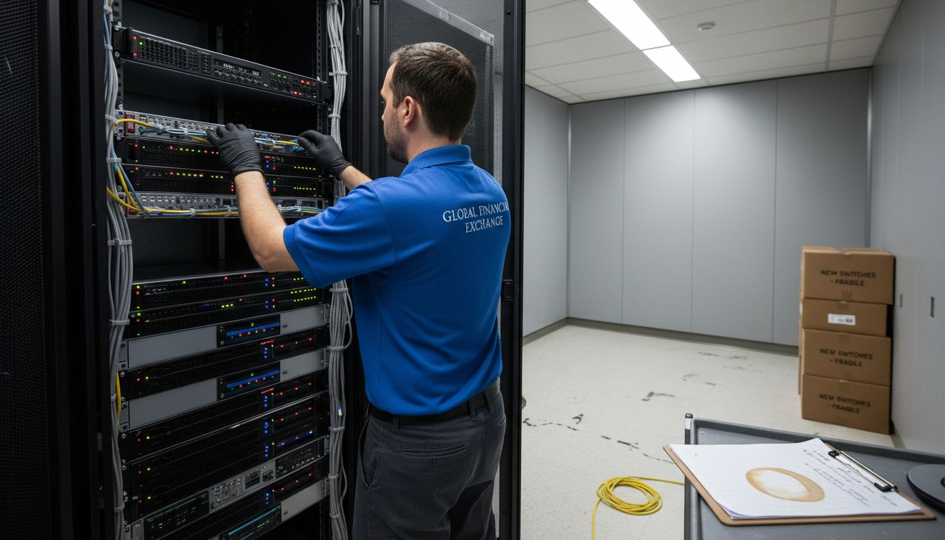 what is algorithmic trading? a 2026 guide for traders 6 technician working on exchange server rack