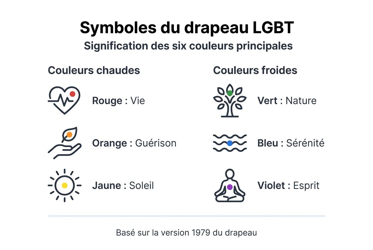 Découvrez notre infographie dédiée à la signification des couleurs du drapeau LGBT.