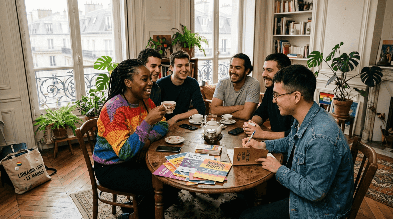 Rencontre conviviale d’un groupe LGBT autour d’une discussion à Paris