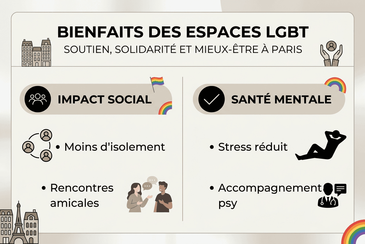 Infographie : Les retombées positives du soutien psychosocial pour la communauté LGBT à Paris