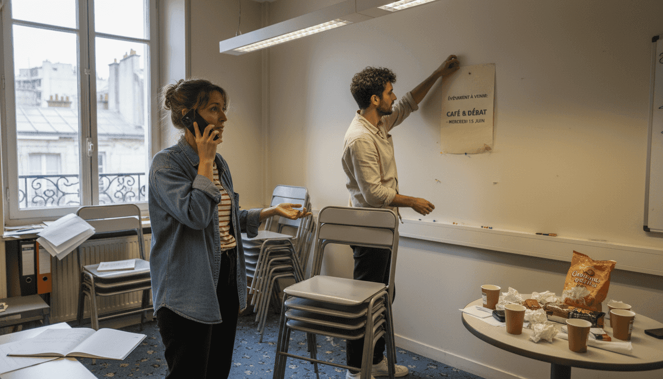 Des membres d’une association LGBT s’organisent pour préparer leur prochaine réunion à Paris.