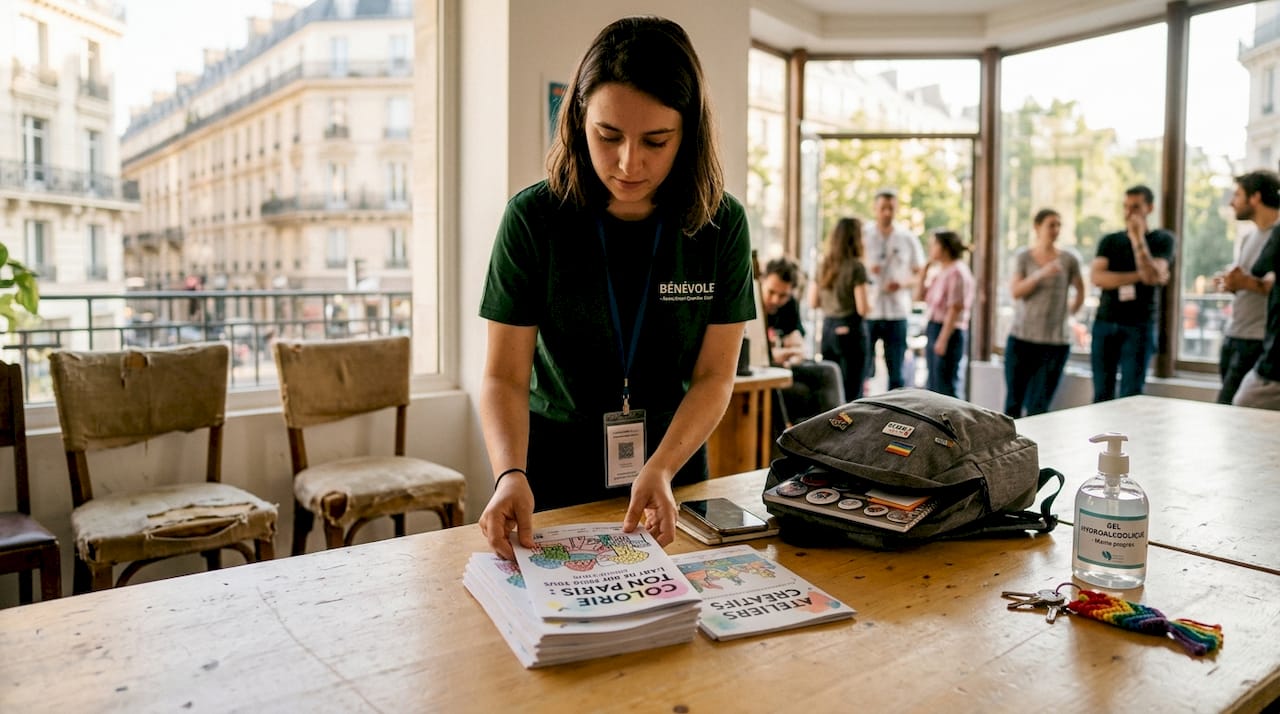 Bénévole engagé dans la mise en place et la coordination de ressources pour la communauté LGBTQIA+ à Paris