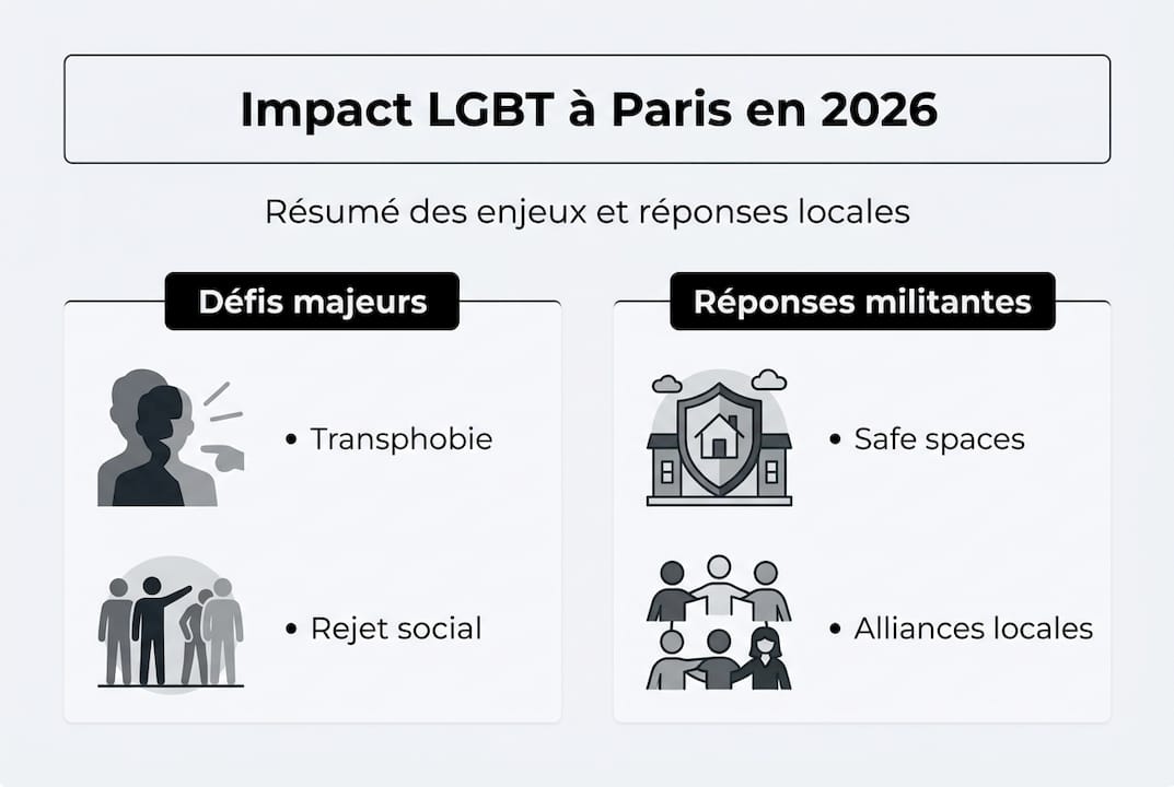 Panorama des défis et des initiatives LGBT à Paris : une infographie pour mieux comprendre les enjeux et découvrir les solutions proposées dans la capitale.