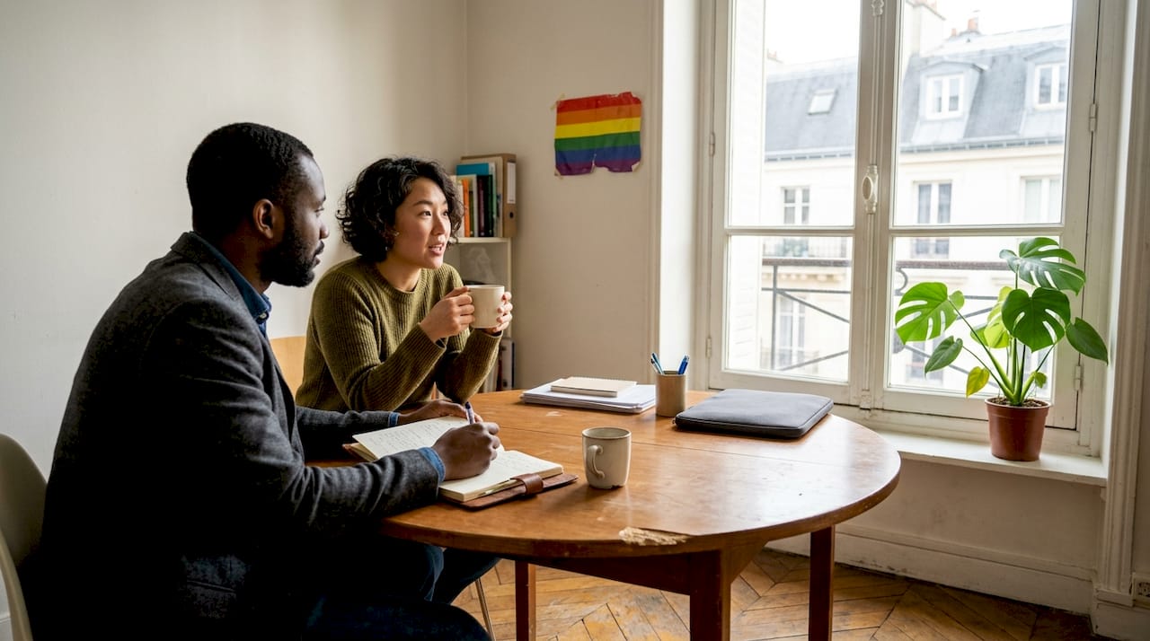 Rencontre conviviale entre membres de la communauté LGBT à Paris