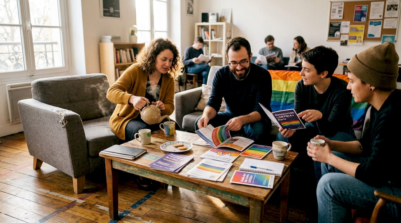 Rencontre conviviale du collectif LGBTQIA+ dans l’espace détente central