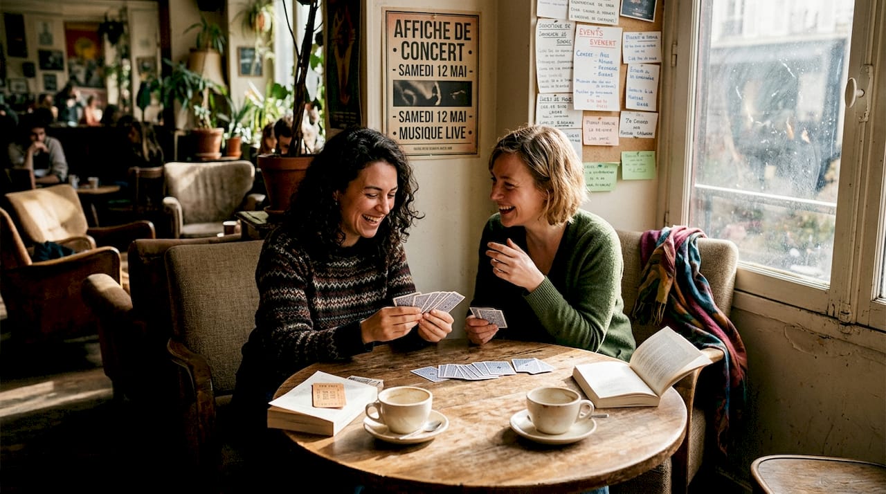 Des amis profitent d’un moment de calme ensemble dans un bar LGBT.