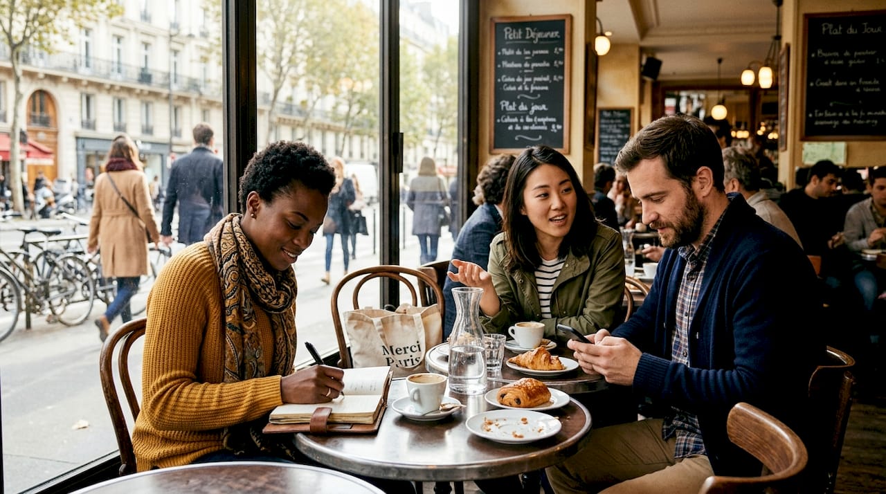 Dans un café LGBT parisien, des rencontres se créent et les échanges vont bon train, rassemblant des personnes venues partager un moment convivial et authentique au cœur de la capitale.