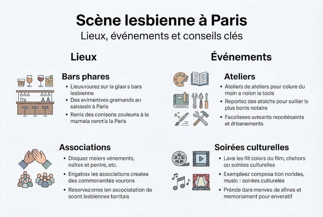 Panorama des lieux et événements incontournables de la scène lesbienne parisienne en infographie