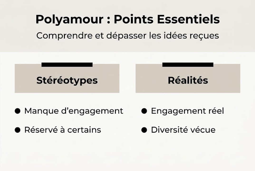 Visuel explicatif : idées reçues et réalités autour du polyamour