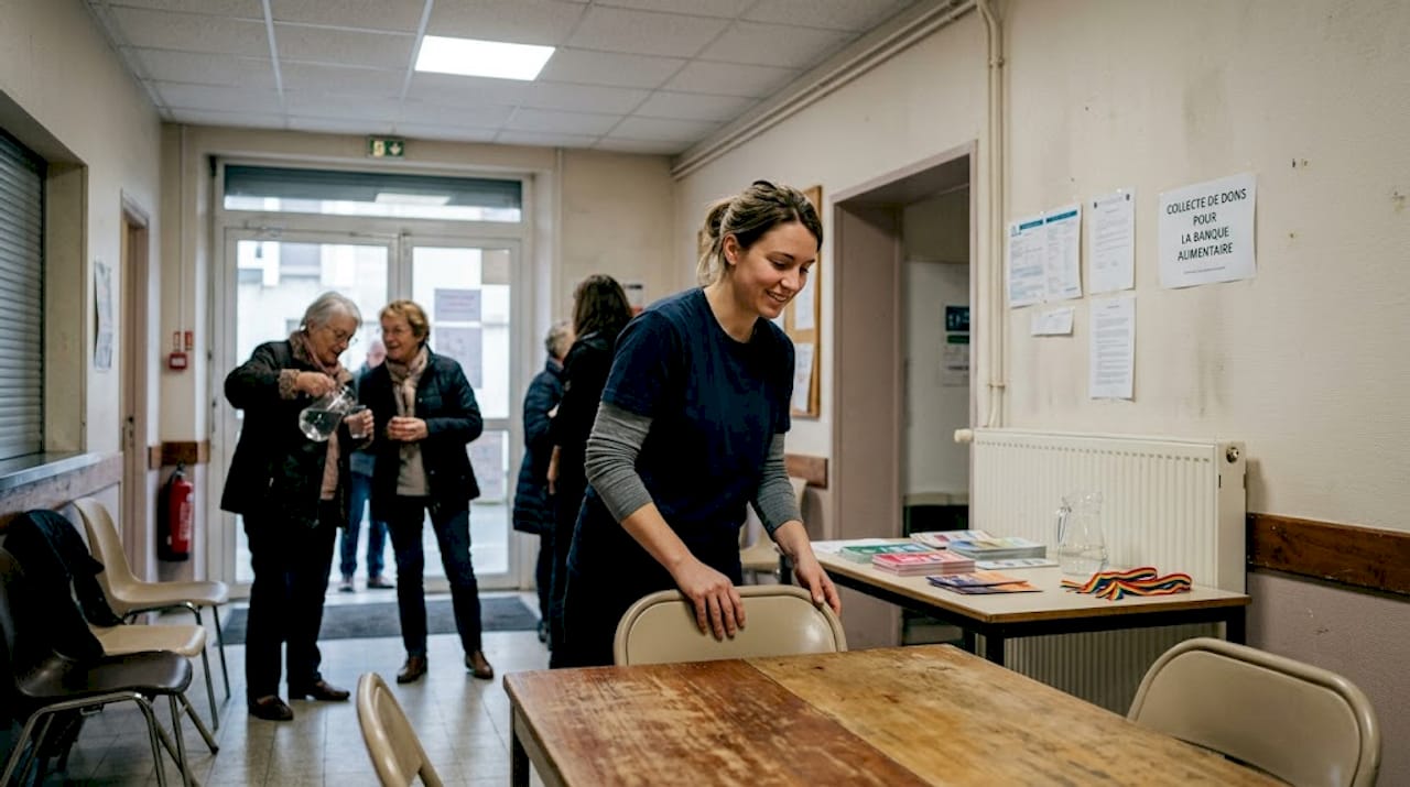 Bénévole en pleine préparation pour un événement solidaire