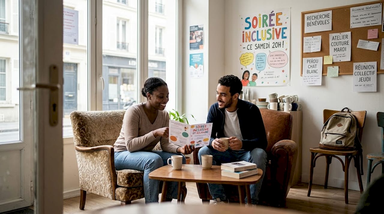 Moment d’échange convivial dans un lieu associatif ouvert à tous