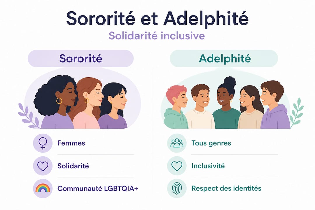 Infographie : sororité vs adelphité, quelles différences ?