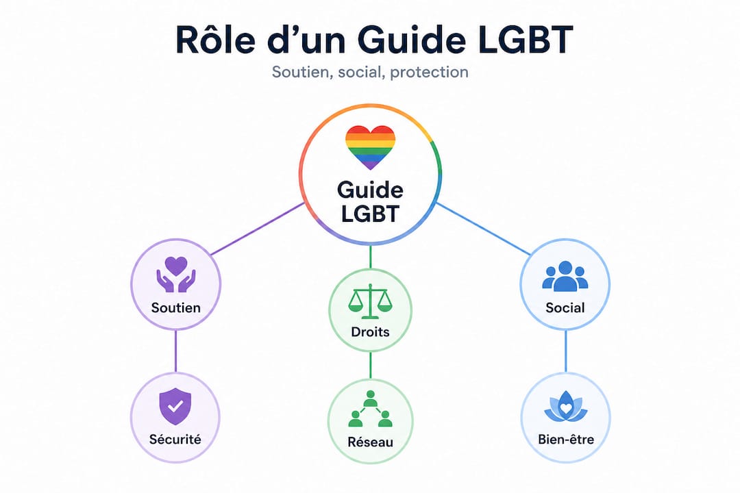 Schéma illustrant les différentes missions d’un accompagnateur LGBT