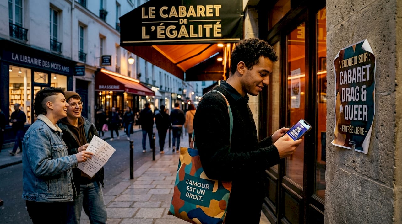 Jeune membre de la communauté LGBTQIA+, je consulte les prochains événements queer à Paris.