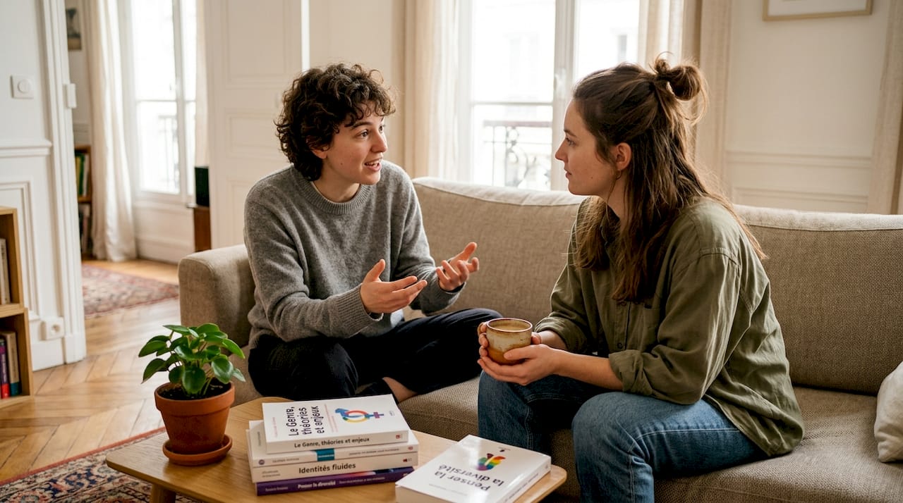 Discussion autour de la question du genre lors d'une soirée entre amis