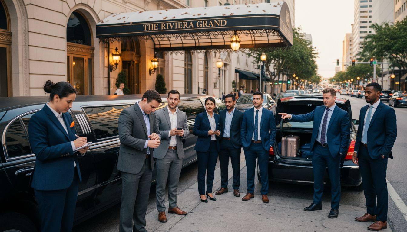 Group comparing limo and sedan capacity