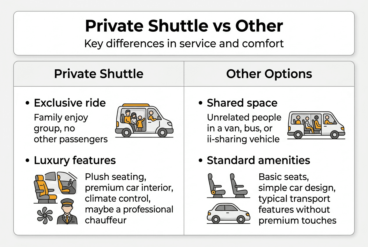 Infographic comparing private shuttle and others
