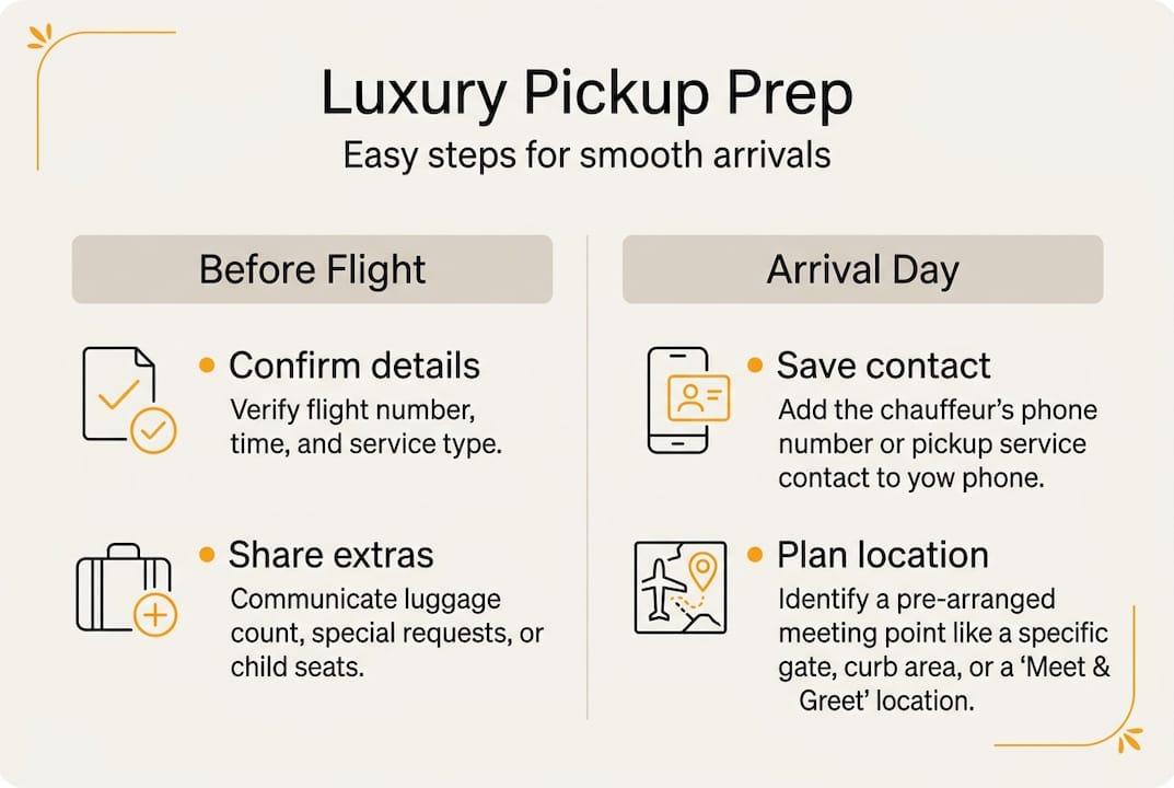 Infographic showing luxury pickup prep steps