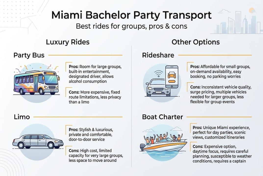 Infographic showing Miami group transport choices