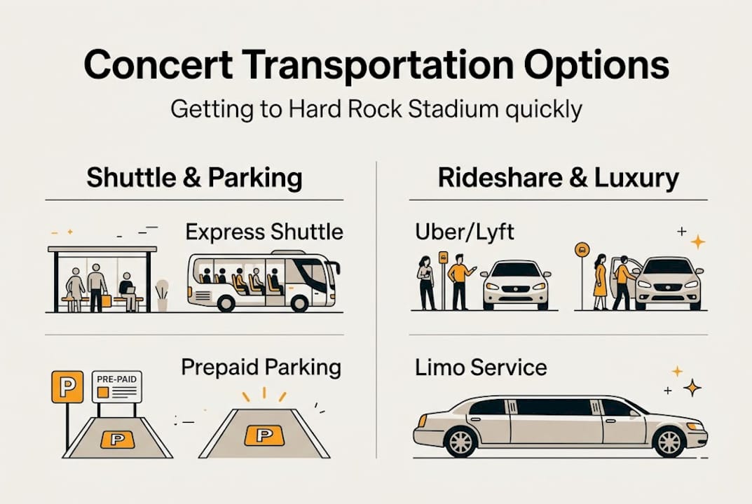 Comparison infographic for stadium transport options