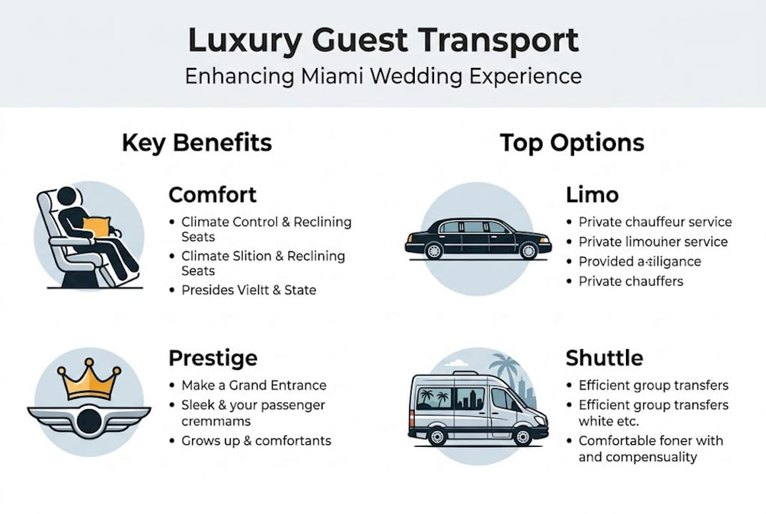 Infographic showing Miami wedding transport benefits and options