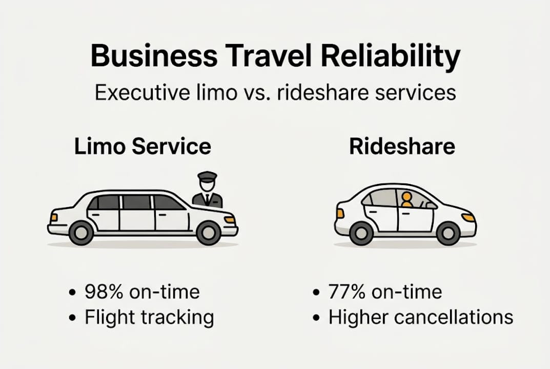 Infographic comparing limo and rideshare reliability