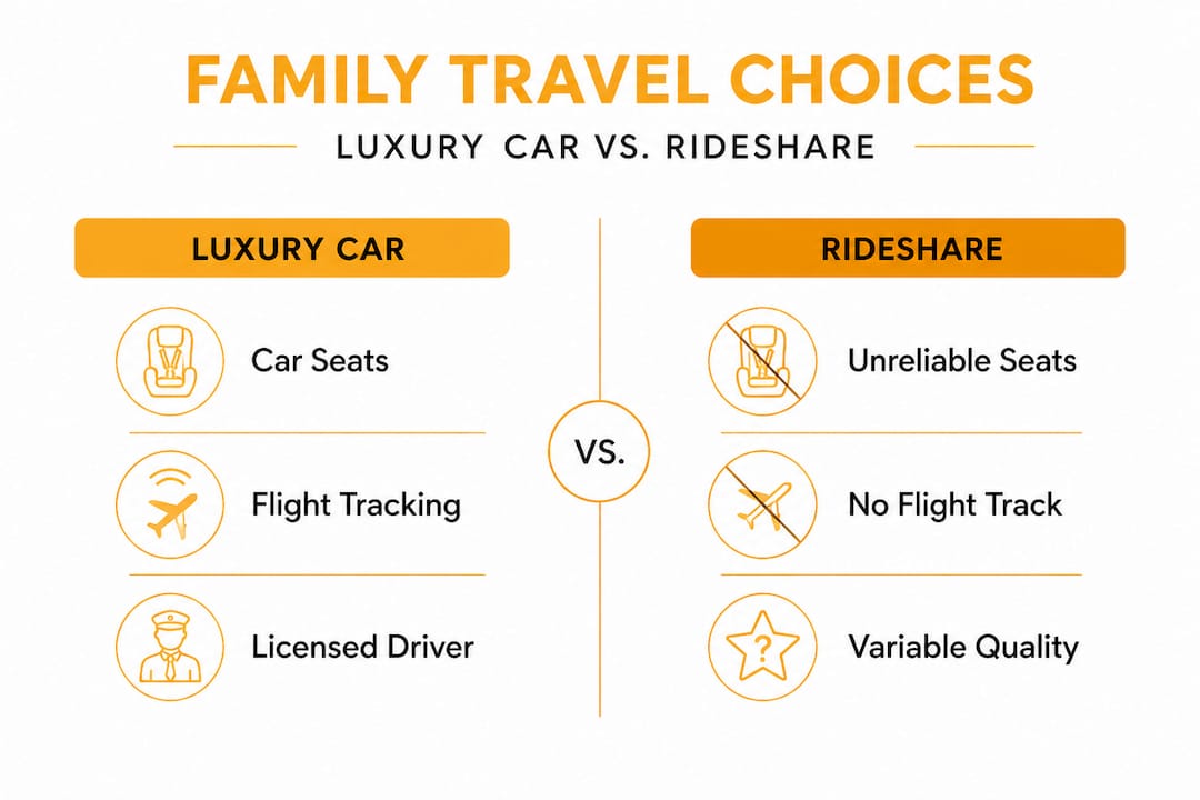 Infographic comparing luxury car service to rideshare